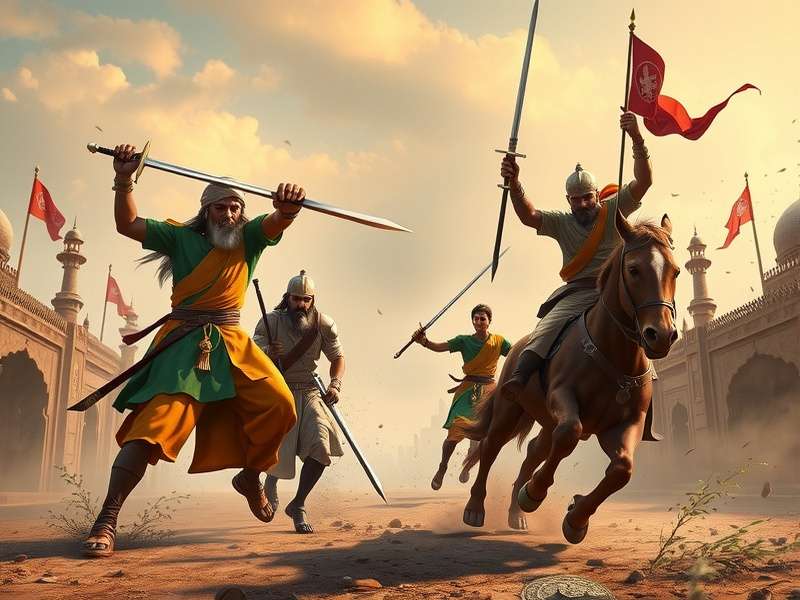 Mughal Swordsmanship Game Battle Scene